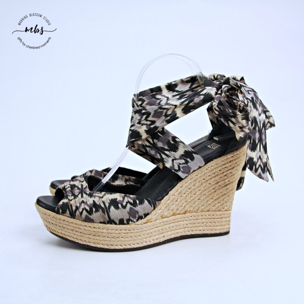 Ugg Lucianna Open Toe Platform Wedge Sandals Blac… - image 4